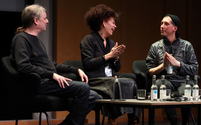 Impression of the Keynote Conversation "Strange Ecologies: From Necropolitics to Reproductive Revolutions", transmediale 2017