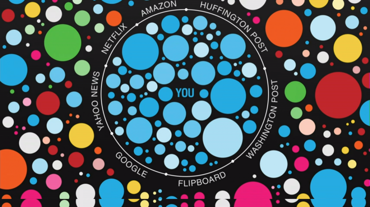 Eli Pariser's concept of the "filter bubble", visualized. (source: Zeef.org)