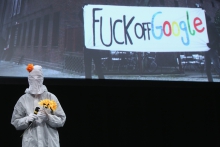 Goo Goo Muck Analytics and Sergey Schmidt at the opening ralley of transmediale 2018 face value