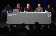 Impresssion the panel "The Violent Imagination of Financial Capitalism" at transmediale 2018 face value