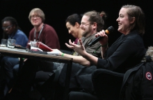 Impresssion the panel "The Violent Imagination of Financial Capitalism" at transmediale 2018 face value