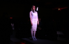 Marija Bozinovska Jones during her performance Fascia 18100619013 at transmediale 2019