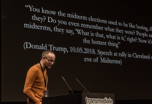 Ben Sherman delivering the keynote Collective Moods in Precarious Times