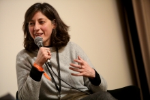 Maha Maamoun during the Q&A of Breathing Solidarity