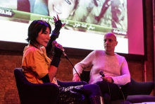 Donatella Della Ratta and Geert Lovink during the book launch Shooting a Revolution. Visual Media and Warfare in Syria