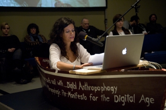 Picture of Vanessa Ramos-Velasquez at "Digital Anthropophagy and the Anthropophagic Re- Manifesto for the Digital Age Presentation"