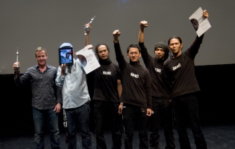 Award Winners 2011, left to right: Jordan Crandall, Evan Roth and House of Natural Fiber (HONF)