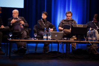 Picture of Mey Lean Kronemann (center) at "After the revolution(s): Internet freedoms and the post-digital twilight"