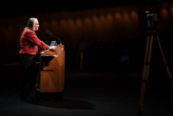 Picture of Bruce Sterling at "afterglow effects: transmediale 2014 opening ceremony"