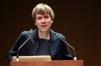 Kristoffer Gansing announcing "Strange Ecologies: From Necropolitics to Reproductive Revolutions", transmediale 2017
