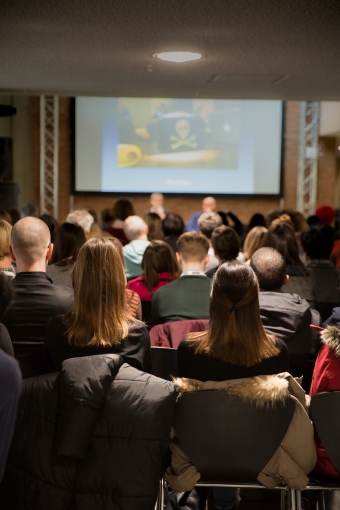 Audience at the talk "The Temporary Library", transmediale 2017