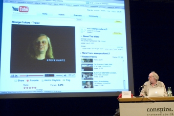 Timothy Druckrey at the panel "The 'Real' Conspiracy", transmediale 2008.