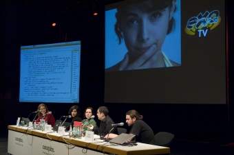 Impression of "Session 5: Web 3.0: Conspiring To Keep The Net Public", transmediale 2008.