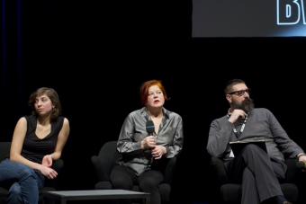 Anaïs Héraud, Diane Torr and Francesco WARBEAR Macarone Palmieri at "BWPWAP Desire Eier Haben", transmediale 2013 BWPWAP.