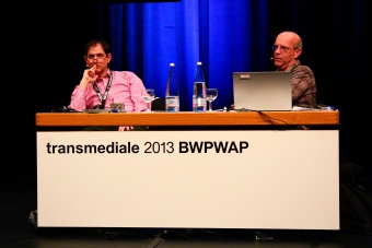 Craig Saper and Geert Lovink  at "BWPWAP Networks", transmediale 2013 BWPWAP.