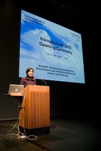 Hortensia Völckers at the opening ceremony of transmediale 2012 in/compatible