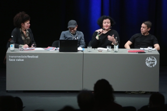 Diana McCarty, Alex Foti, Ewa Majewska, and Rasmus Fleischer (left to right) at the panel "The Many Faces of Fascism"