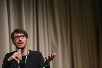 Zachary Formwalt after the screening "Safe Investment" at transmediale 2018 face value