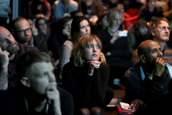 Audience at "Unpacking Finding Fanon: Media Minerals", transmediale 2018 face value