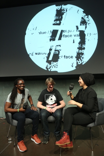 Larry Achiampong & David Blandy at "Unpacking Finding Fanon: Media Minerals", transmediale 2018 face value