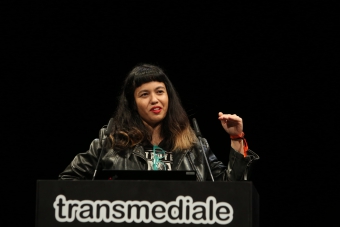 Jackie Wang during her keynote Carceral Temporalities and the Politics of Dreaming at transmediale 2019