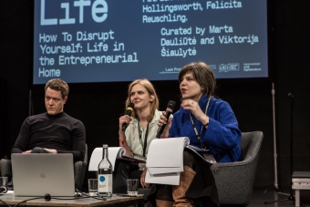 Julian Breinersdorfer, Viktorija Šiaulytė, and Marta Dauliūtė during the discussion How to Disrupt Yourself: Life in the Entrepreneurial Home