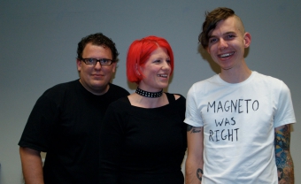 Image: UBERMORGEN.COM, Hans Bernhard (left) and lizvlx (center) with Chris Arend