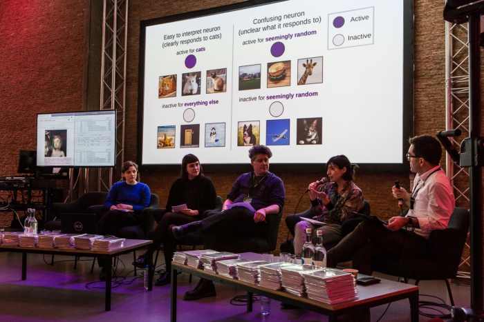 The panelists of Machine Feeling at transmediale 2019. Photo: Laura Fiorio, transmediale, CC BY NC-SA 4.0