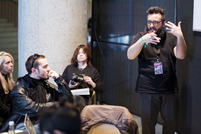 Picture of Salvatore Iaconesi leading the workshop "Ubiquitous Commons"