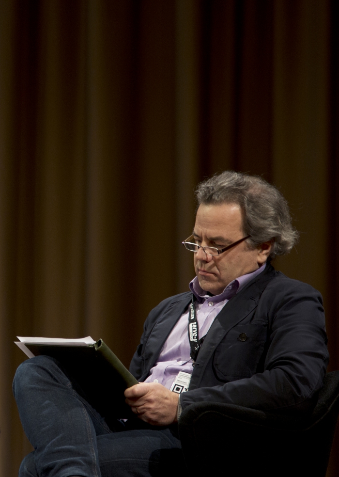 Picture of Oliver Grau at the panel "Archive, Curate, Educate: Active Media Arts"