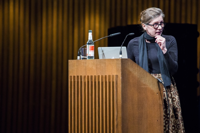 Picture of Keller Easterling at the Keynote Conversation "Anxious to Share"