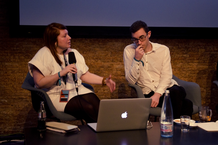 Picture of Lisa Baldini (left) and Sam Hart (right) at "The Digital Wasting Deception"