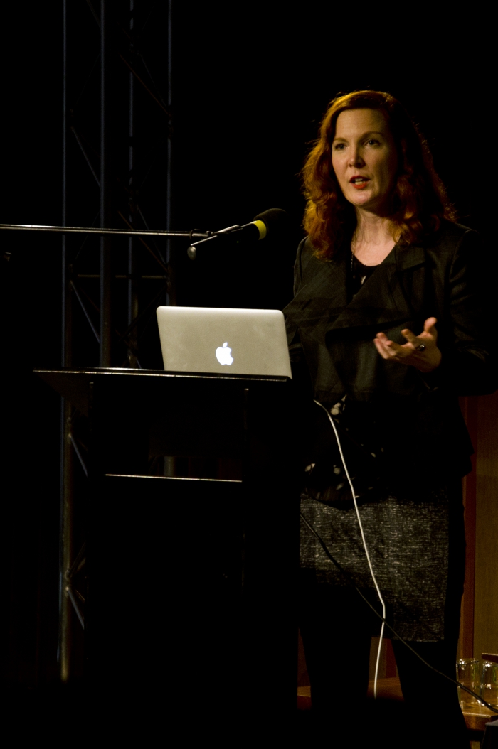 Picture of Kate Crawford at "Uses and Abuses of Big Data"