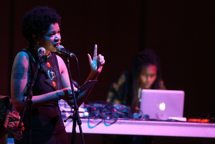 Rasheedah Phillips & Moor Mother (Black Quantum Futurism Collective) at the transmediale opening ceremony
