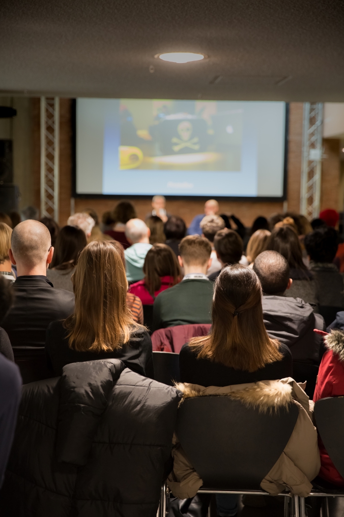 Audience at the talk "The Temporary Library", transmediale 2017