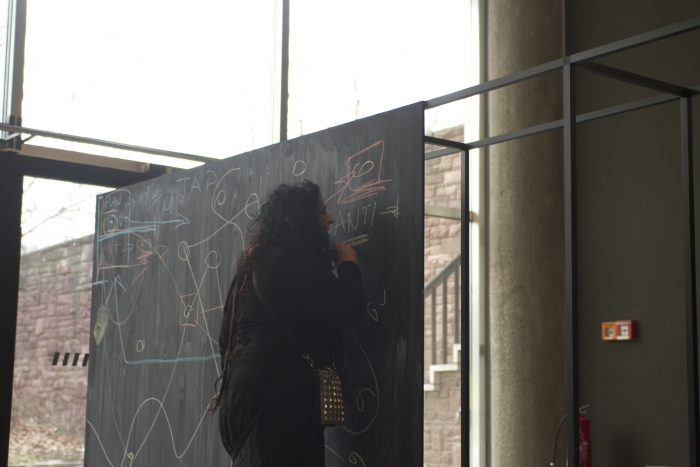 Blackboard Intervention by Helena Velena at transmediale 2013 BWPWAP.