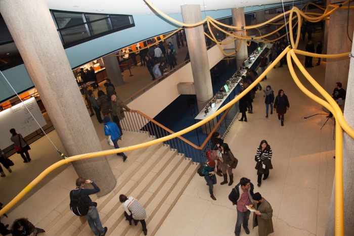 Foyer at HKW during the opening night of transmediale 2013 BWPWAP