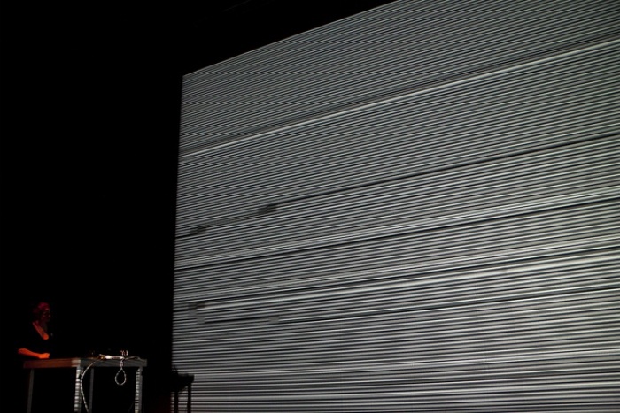 Performance "The Glitch Moment(um)" by Rosa Menkman, transmediale 2012 in/compatible