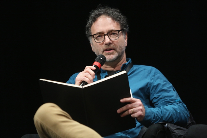 Jonathan Beller during the panel "Confronting Social Cybernetics" at transmediale 2018 face value.