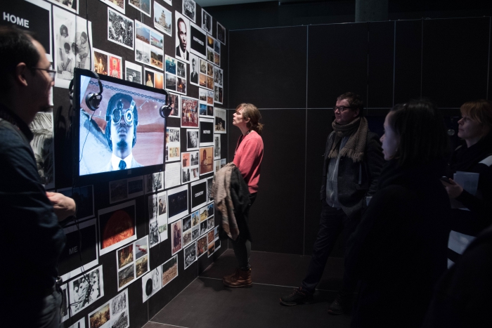 Guided tour through the exhibition "Territories of Complicity" at transmediale 2018 face value