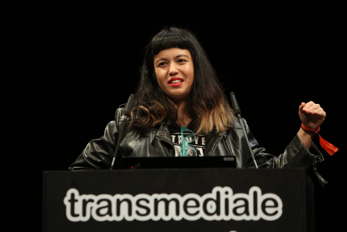 Jackie Wang during her keynote Carceral Temporalities and the Politics of Dreaming at transmediale 2019